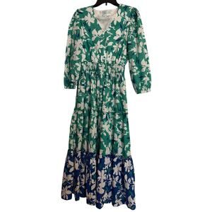 Southern Tide Blaire Blossom Bay Printed Maxi Dress - Green/Navy - Size Small
